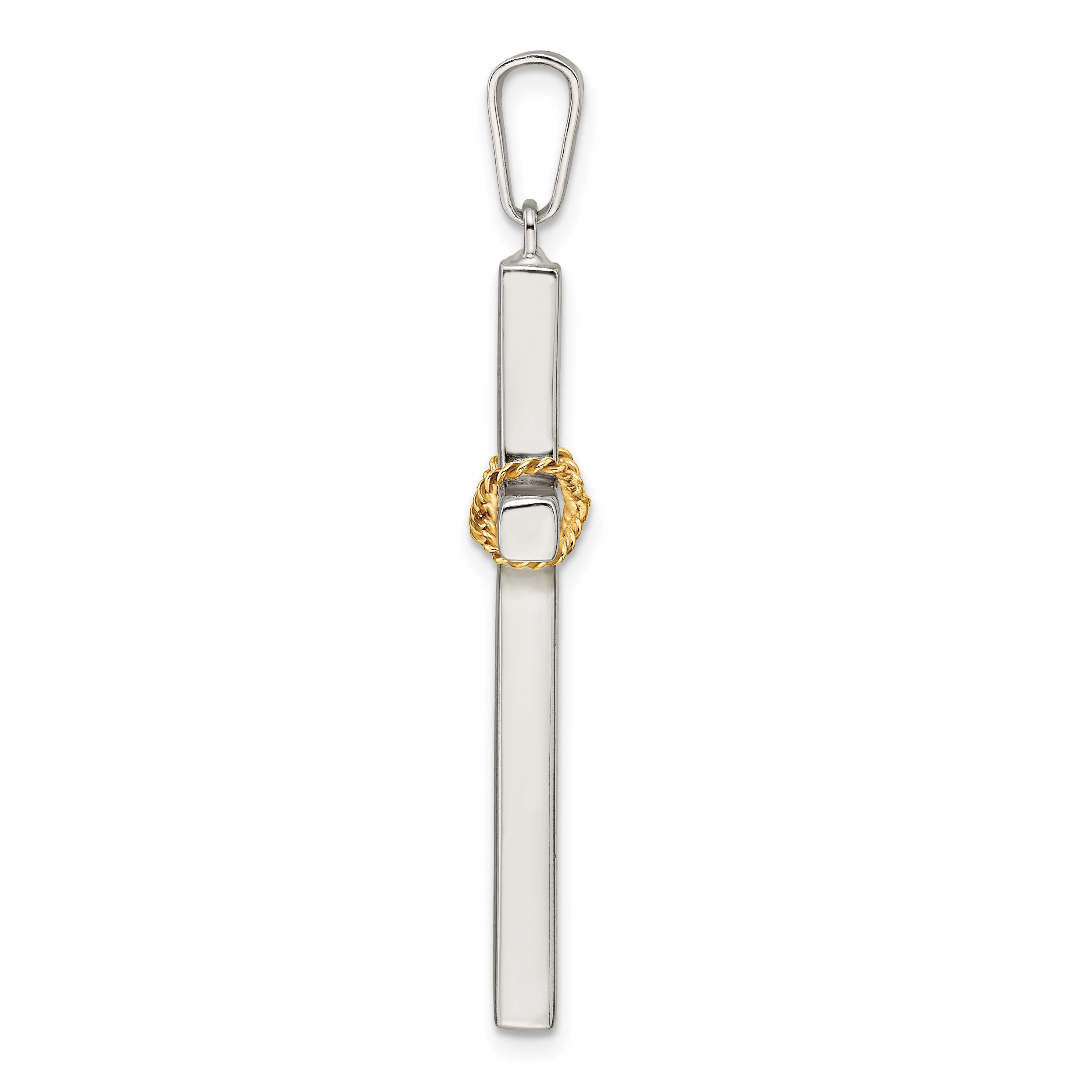 Sterling Silver w/Gold-tone X Center Hollow Cross Pendant Secondary image