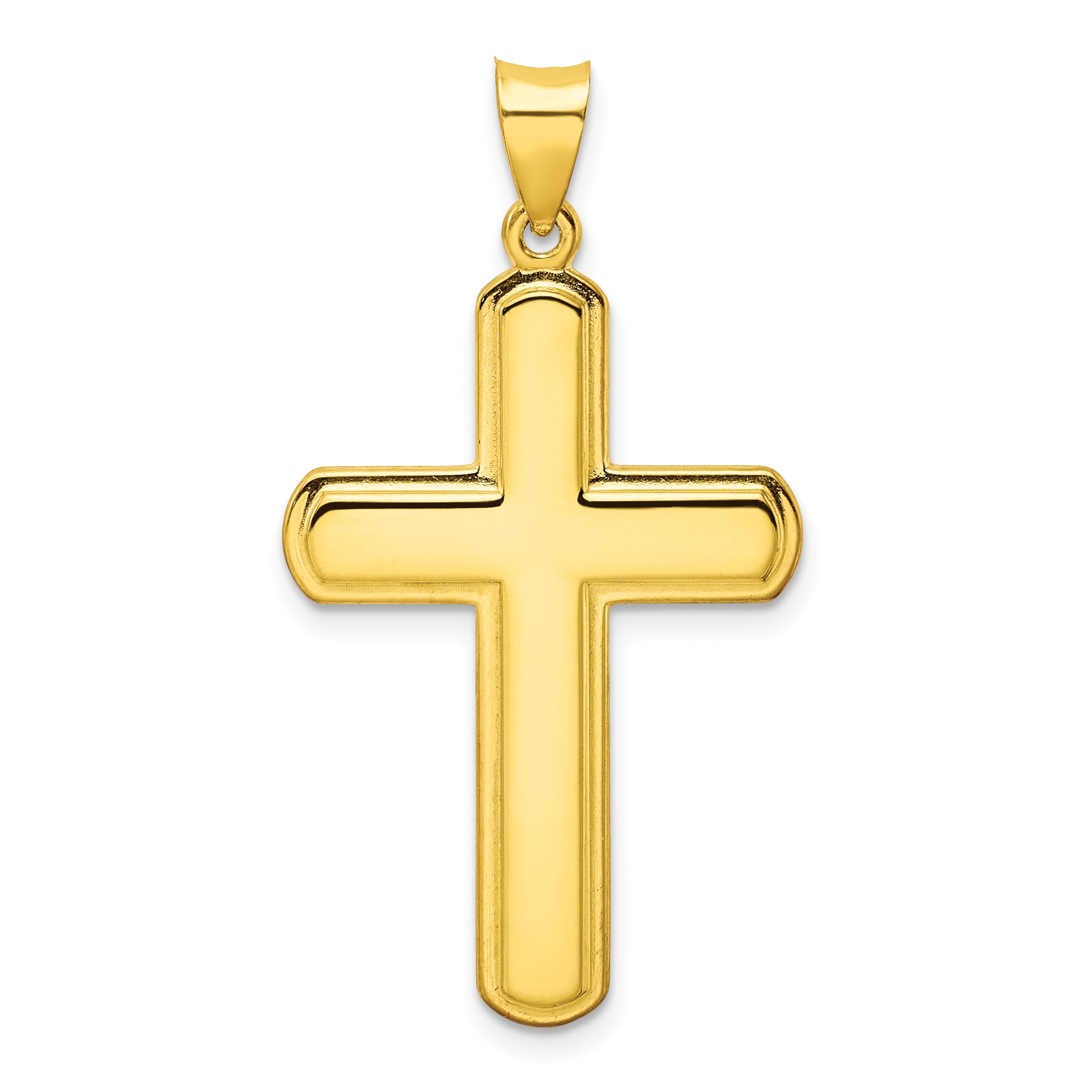 Sterling Silver Gold-tone Polished Solid Cross Pendant