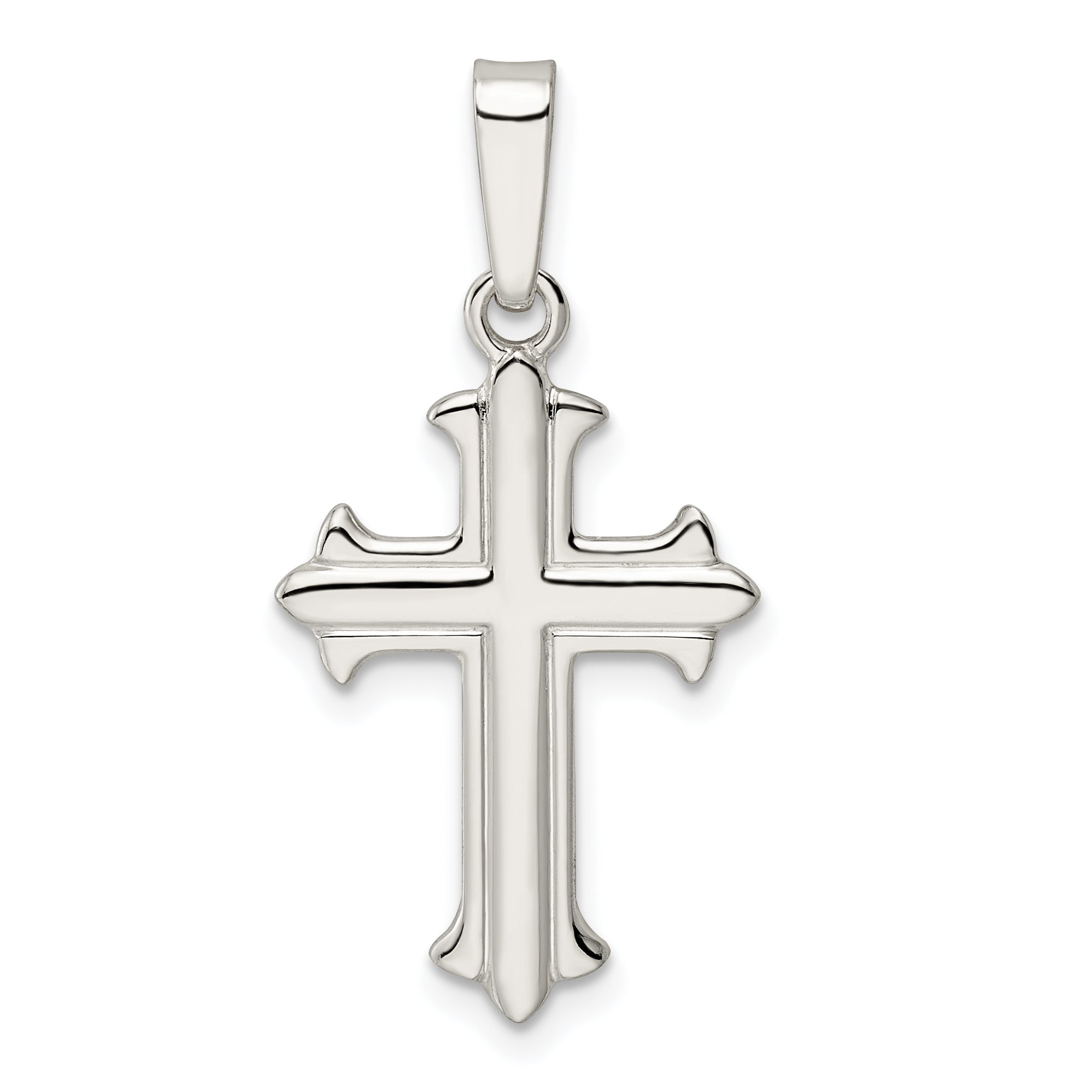 Sterling Silver Polished Fleur de Lis Cross Pendant Main image