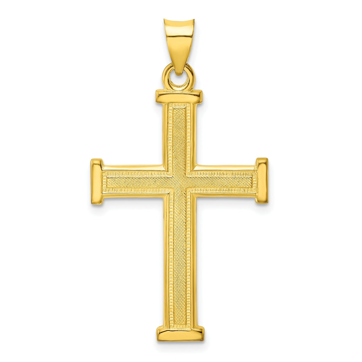 Cross Pendant in Gold-Tone Sterling Silver, 42mm Textured - Sophia Jewelers Main image