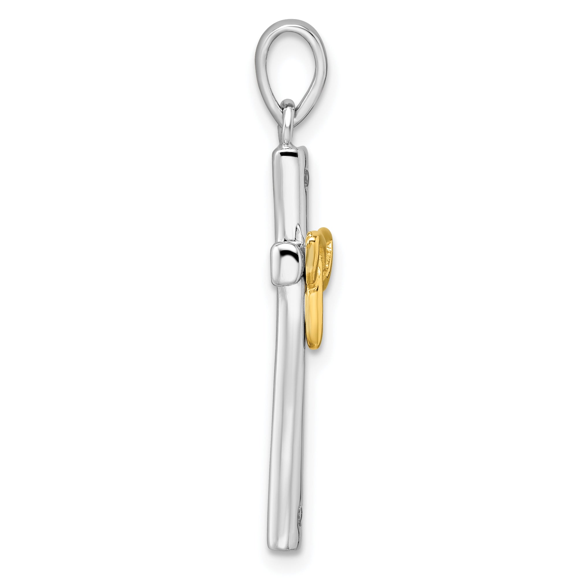 Sterling Silver RH-plated & Gold-plated CZ Cross with Celtic Cross Pendant Secondary image
