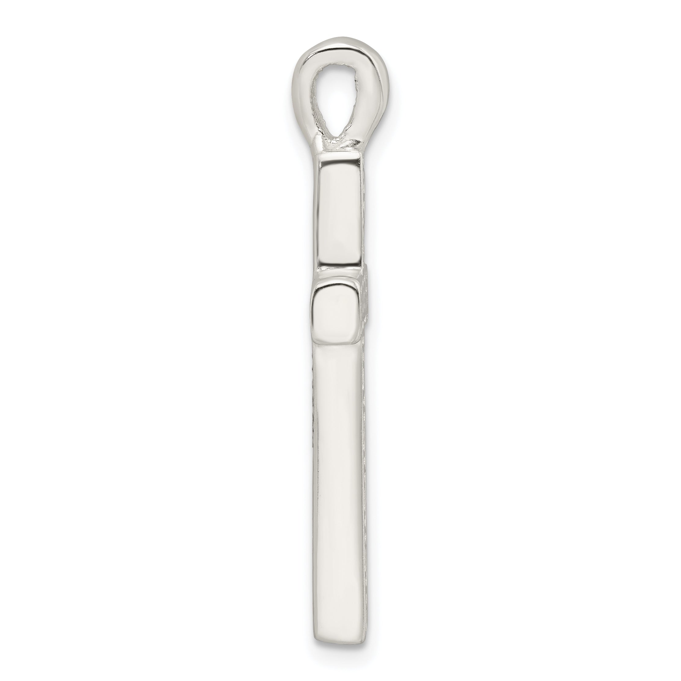 Sterling Silver Polished Greek Key Hollow Latin Cross Pendant Secondary image