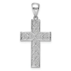 Sterling Silver Rhodium-plated Polished & D/C Cross Pendant