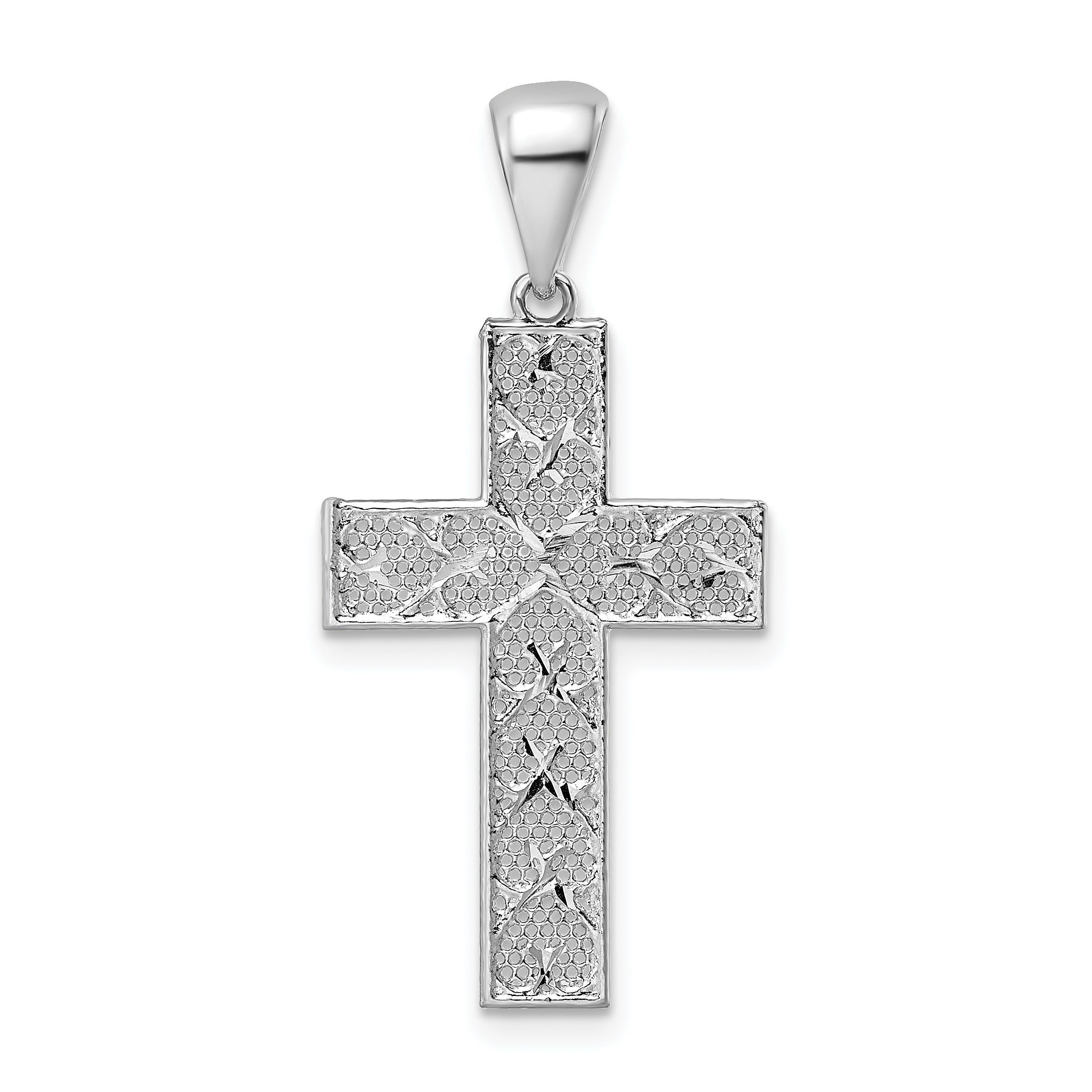 Sterling Silver Rhodium-plated Polished & D/C Cross Pendant Main image