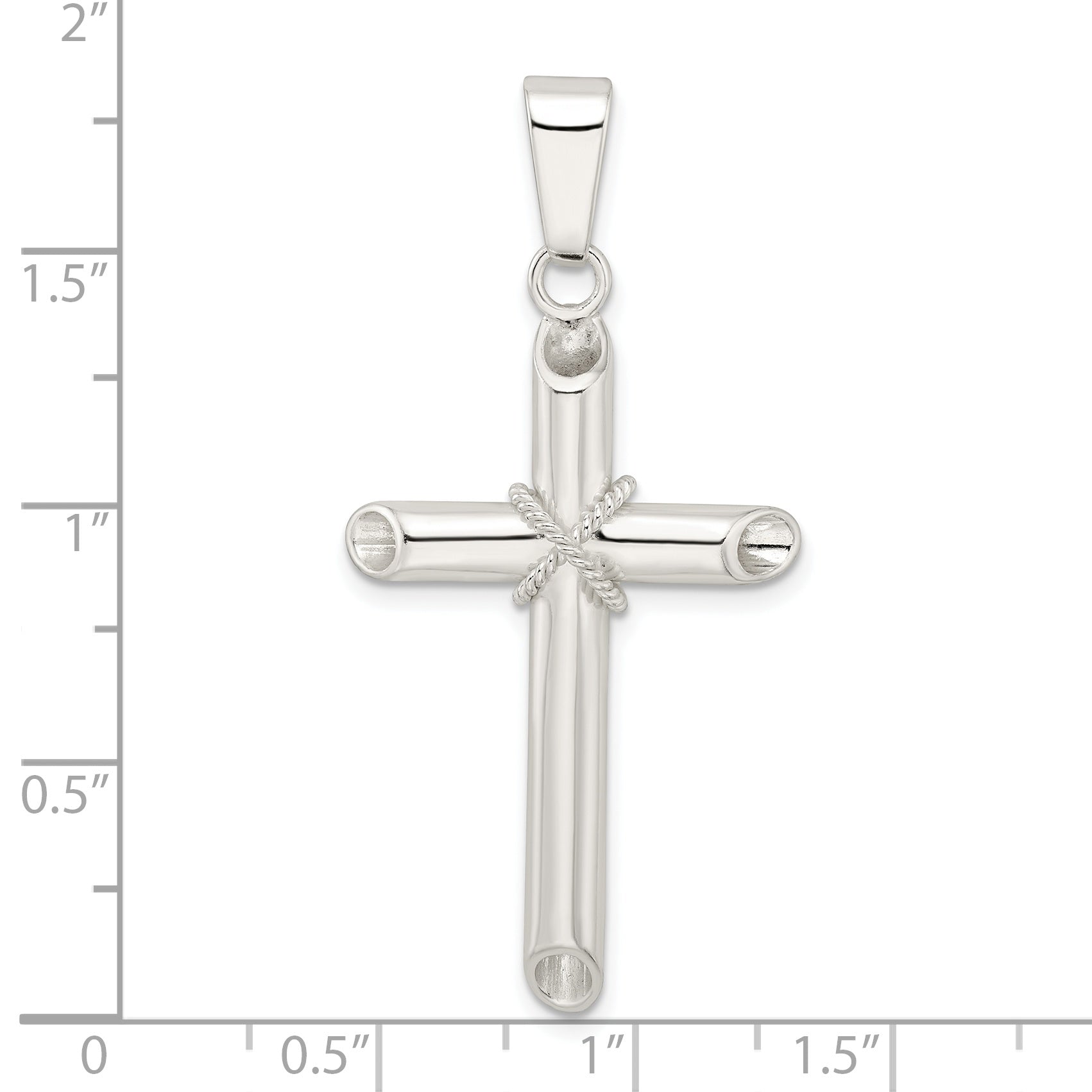 Sterling Silver Polished X Center Hollow Tube Cross Pendant