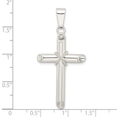 Sterling Silver Polished X Center Hollow Tube Cross Pendant