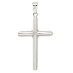 Sterling Silver Polished X Center Large Hollow Tube Cross Pendant