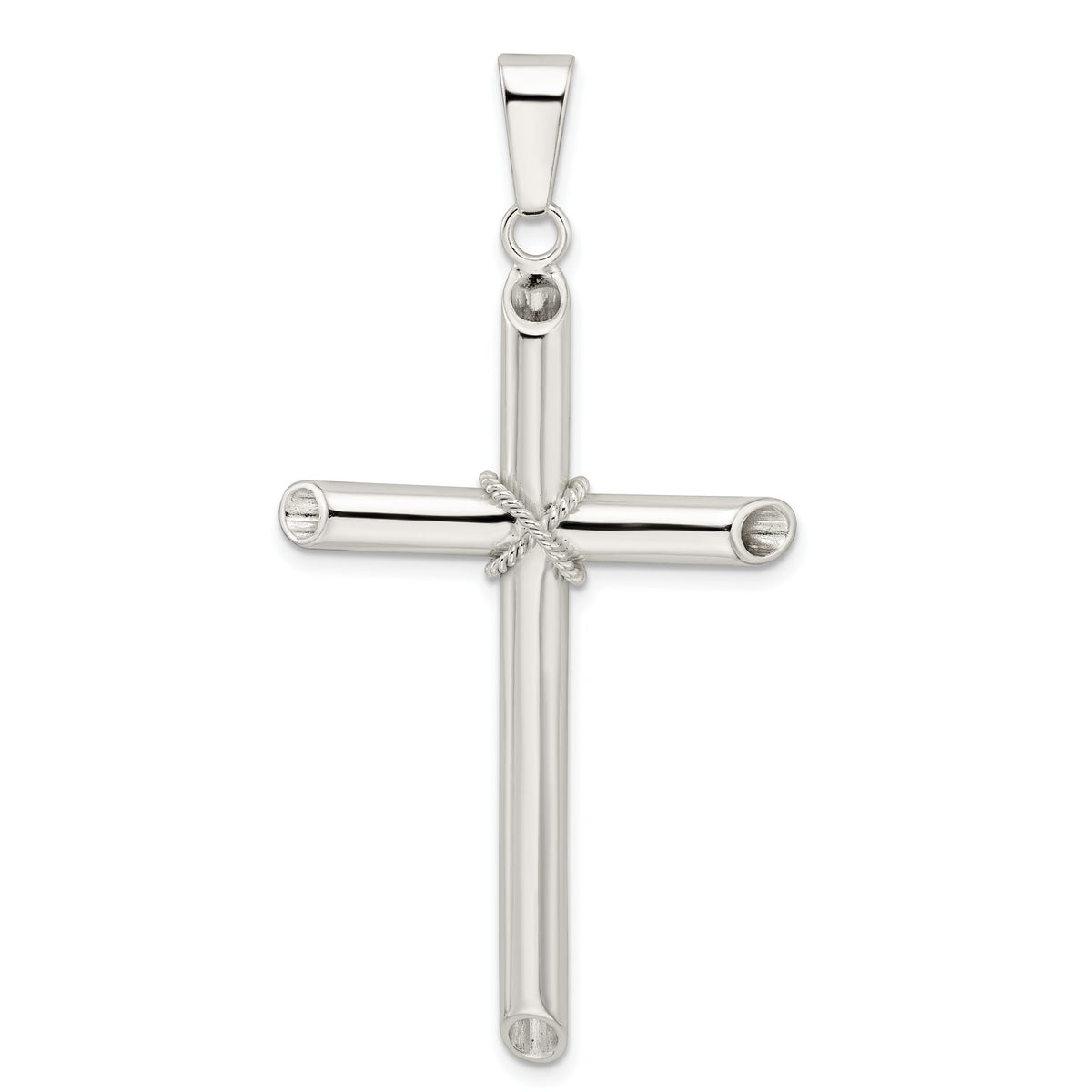 Large Center Cross Pendant in Sterling Silver, 51mm Textured - Sophia Jewelers Main image