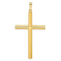 Sterling Silver Gold-tone w/Diamond-cut Center Hollow Cross Pendant