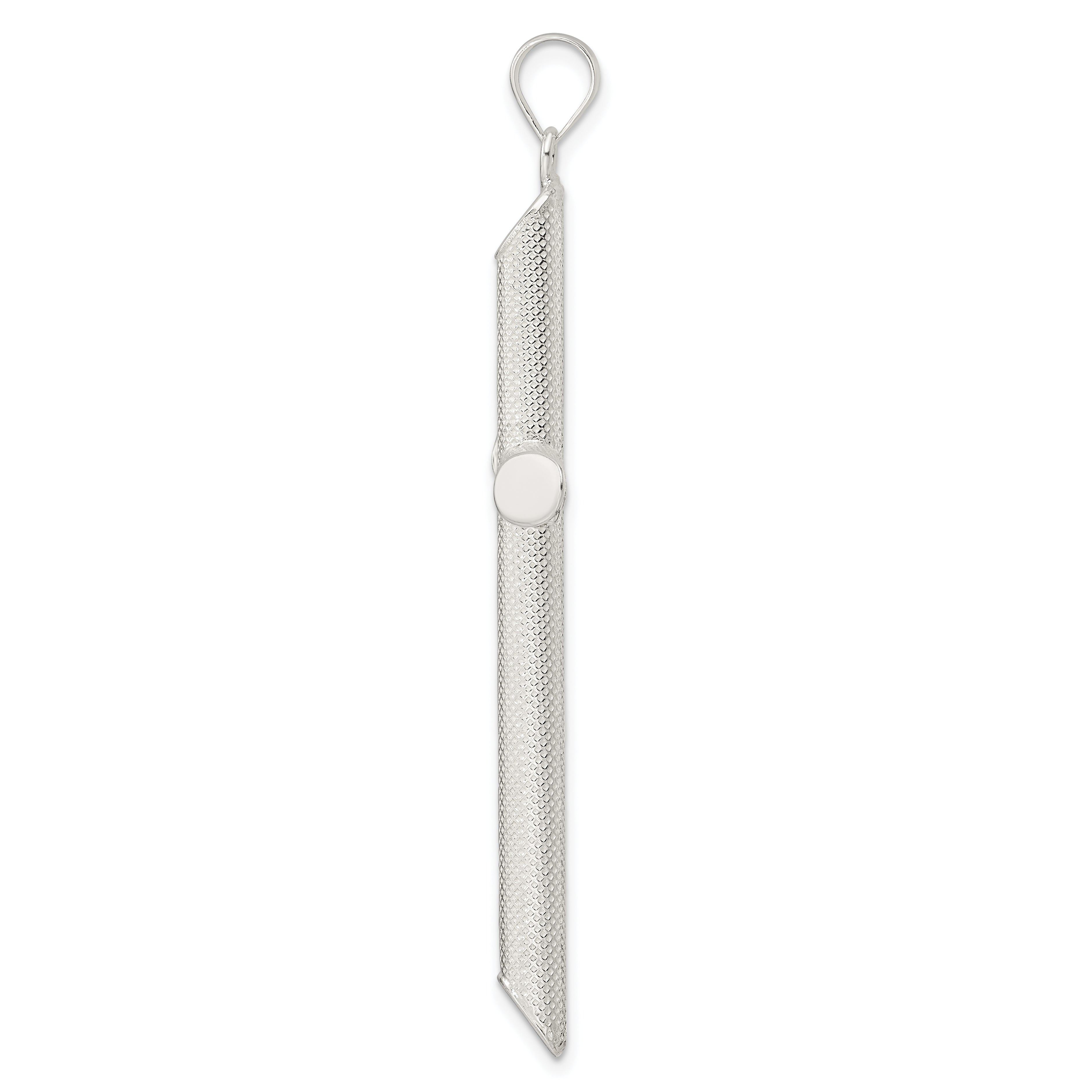 Sterling Silver Polished and Texture Tube Cross Pendant Secondary image