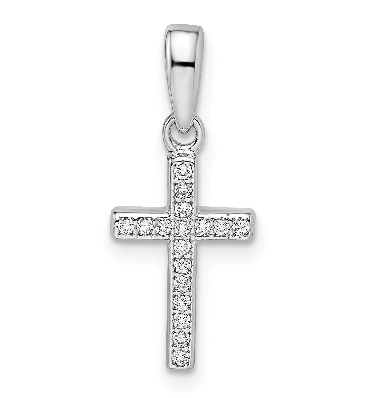 Sterling Silver Rhodium-plated CZ Cross Pendant Main image