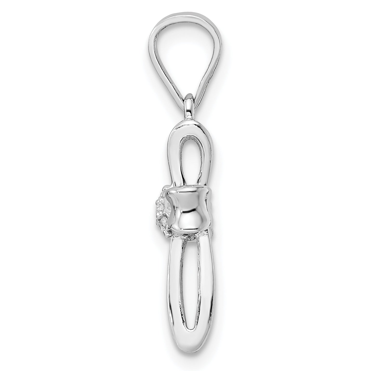 Sterling Silver Rhodium-plated CZ Cross Pendant Secondary image