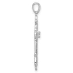 Sterling Silver Rhodium-plated CZ Fancy Cross Pendant