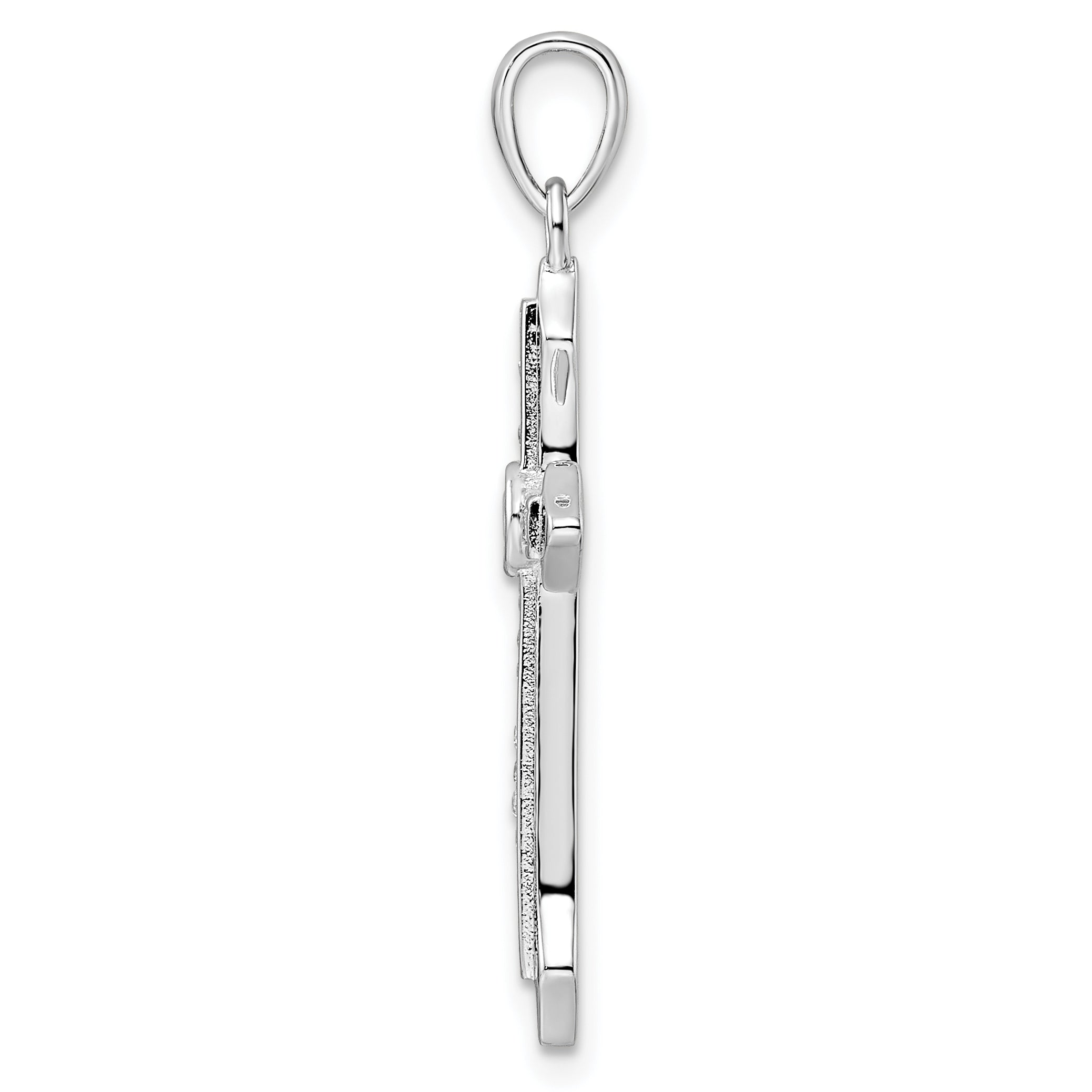 Sterling Silver Rhodium-plated CZ Cross Pendant Secondary image