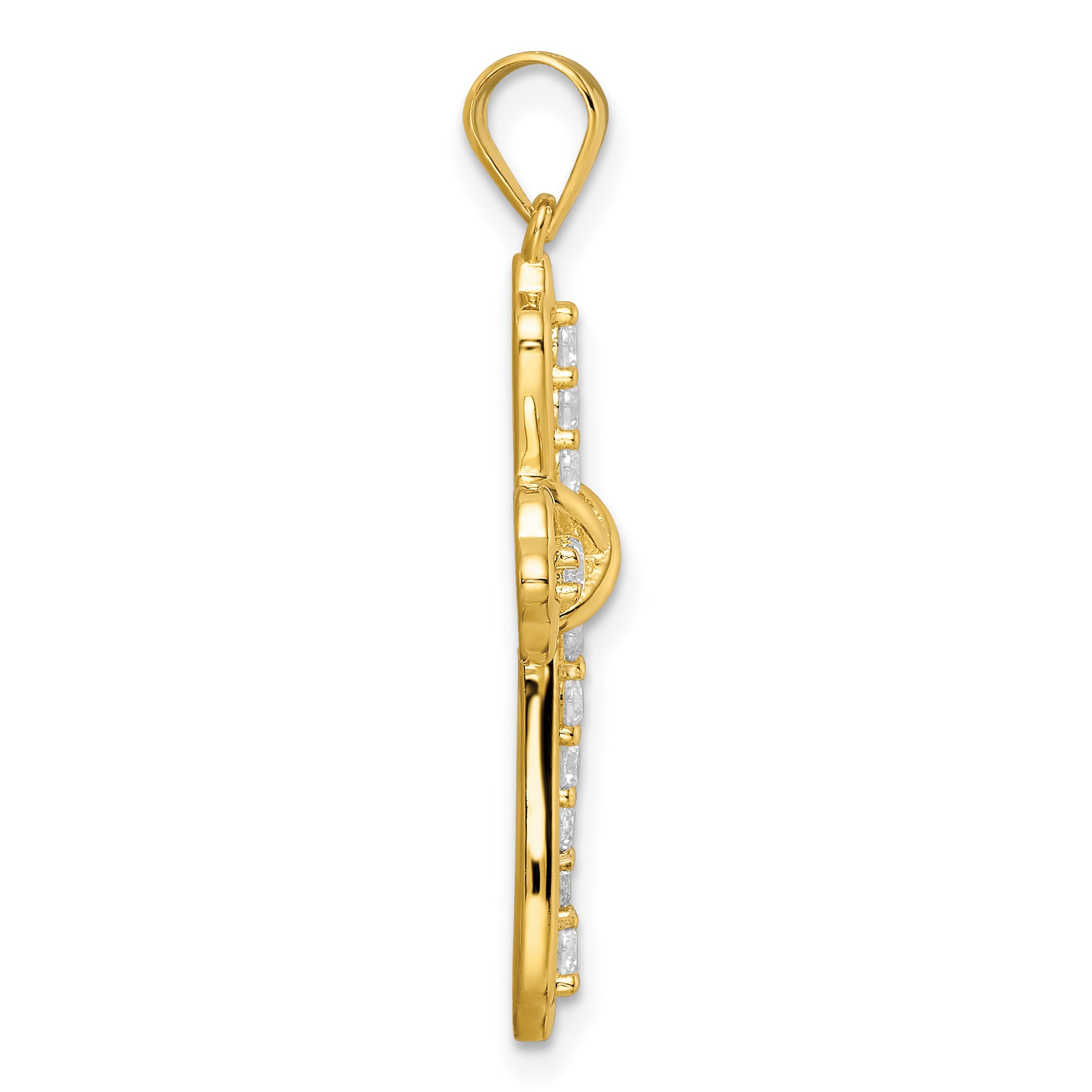 Sterling Silver Gold Tone CZ Cross Pendant Secondary image