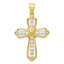 Sterling Silver Gold Tone CZ Cross Pendant