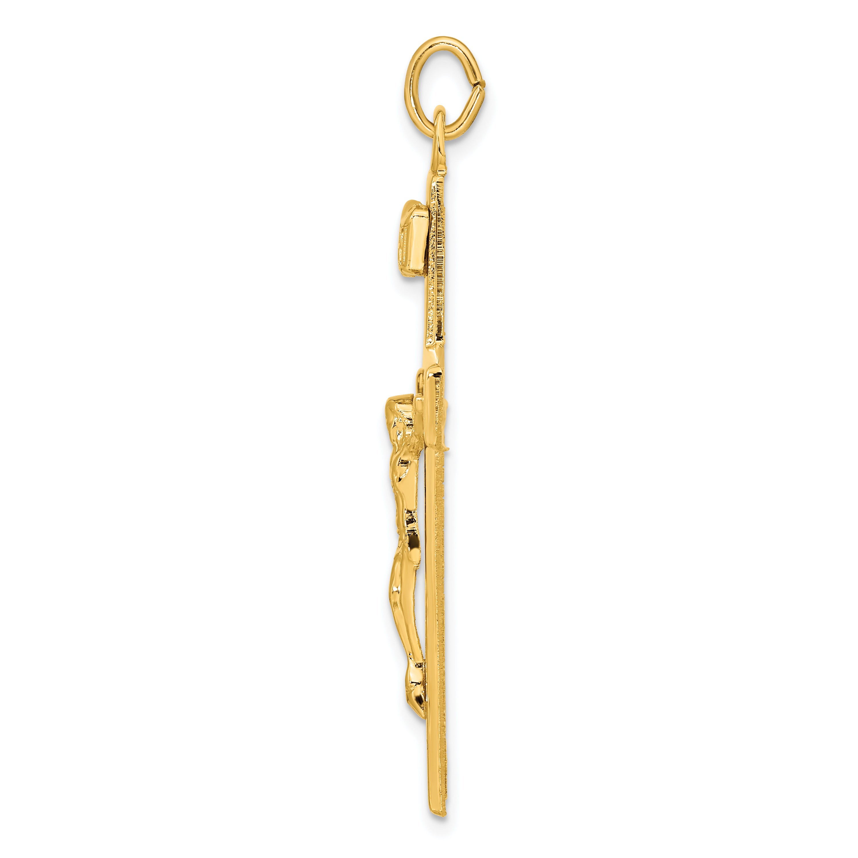 Sterling Silver Gold-plated Polished INRI Crucifix Cross Pendant Secondary image