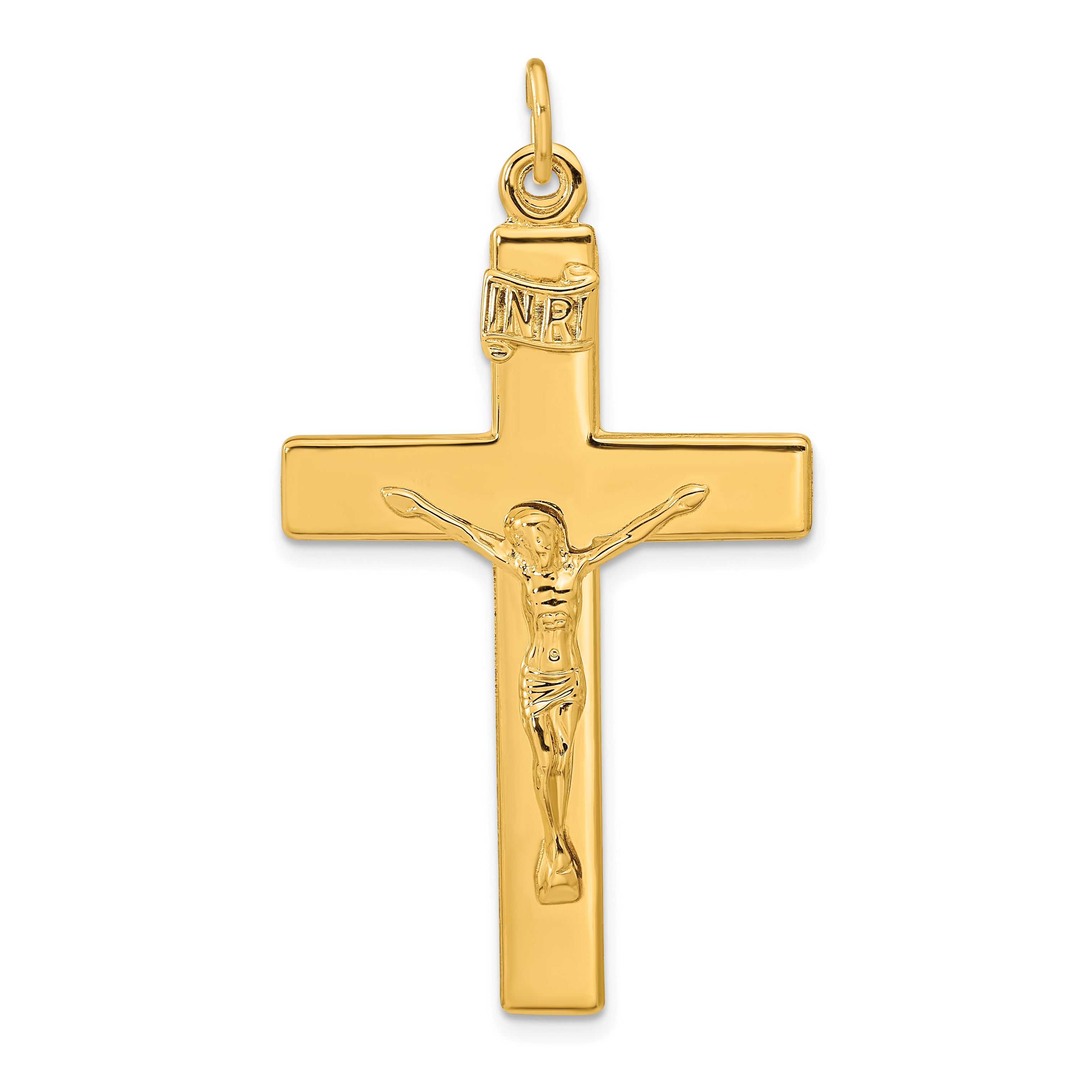Sterling Silver Gold-plated Polished INRI Crucifix Cross Pendant Main image