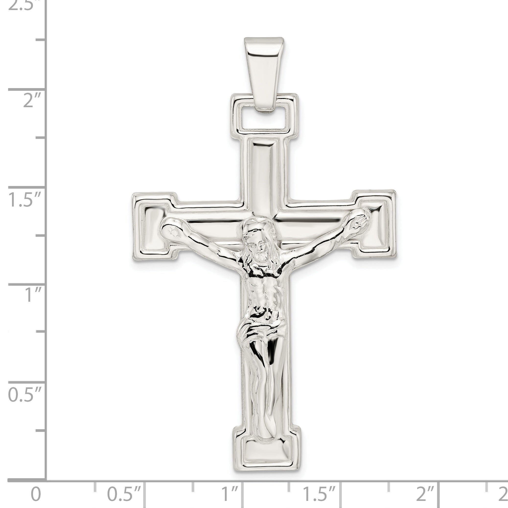 Sterling Silver Polished Crucifix Pendant