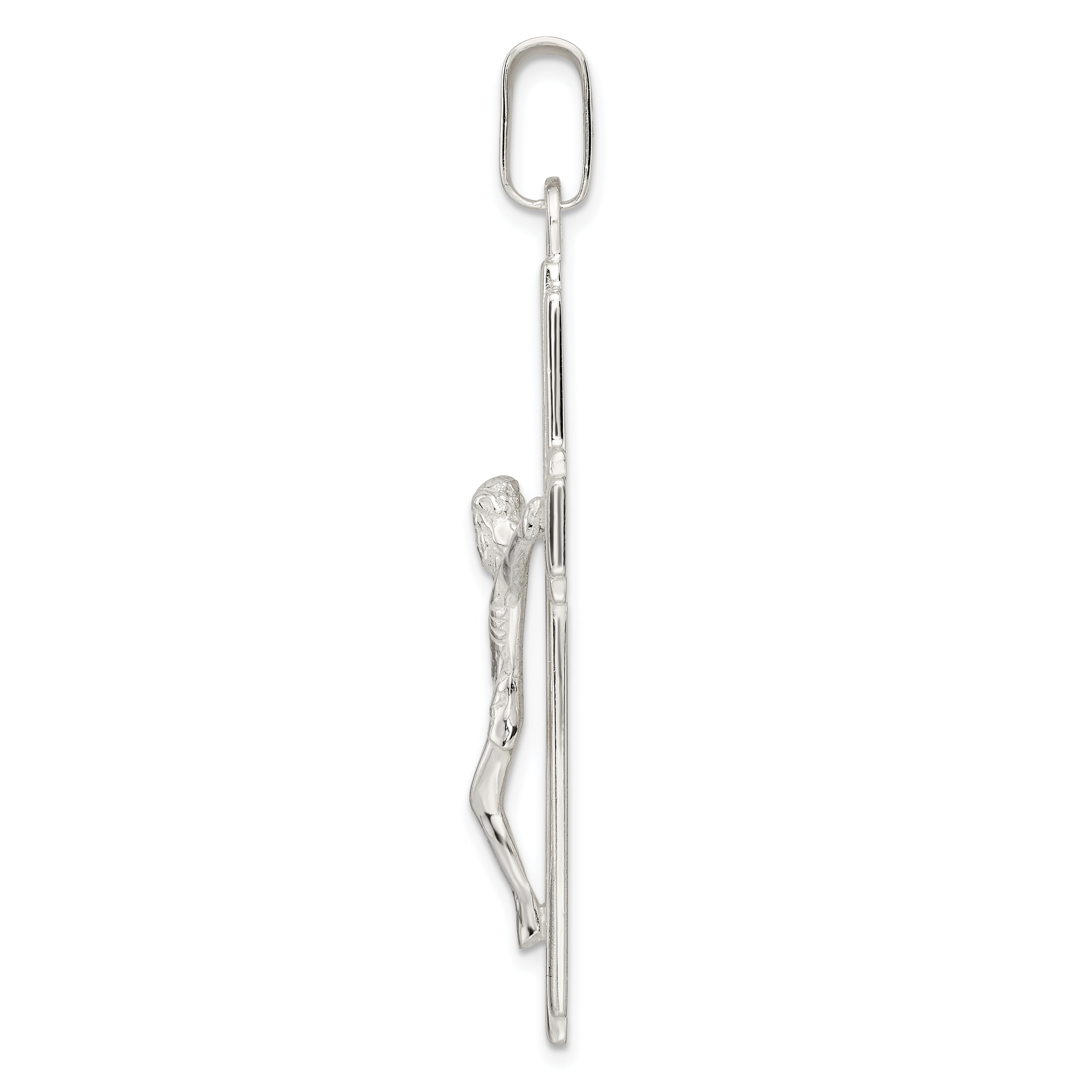 Sterling Silver Polished w/Side Lines Large Crucifix Pendant Secondary image