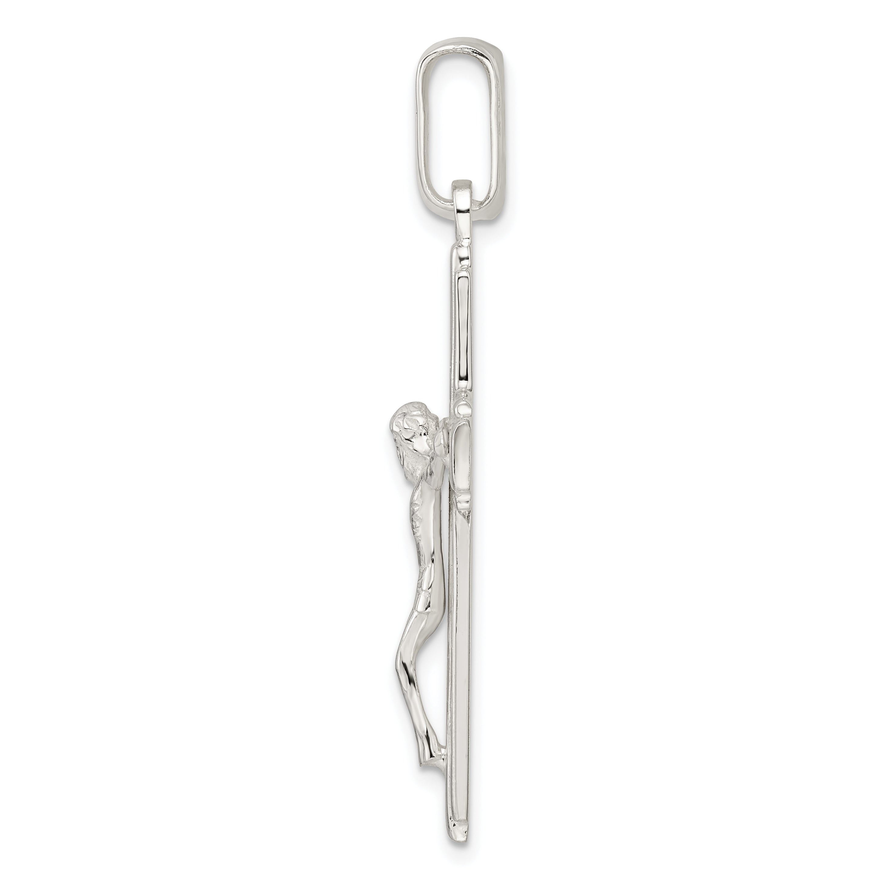 Sterling Silver Polished w/Side Lines Crucifix Pendant Secondary image