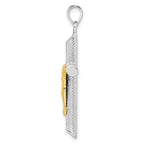 Sterling Silver RH-plate & Gold-tone Polished & Textured Crucifix Pendant
