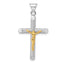 Sterling Silver RH-plate & Gold-tone Polished & Textured Crucifix Pendant