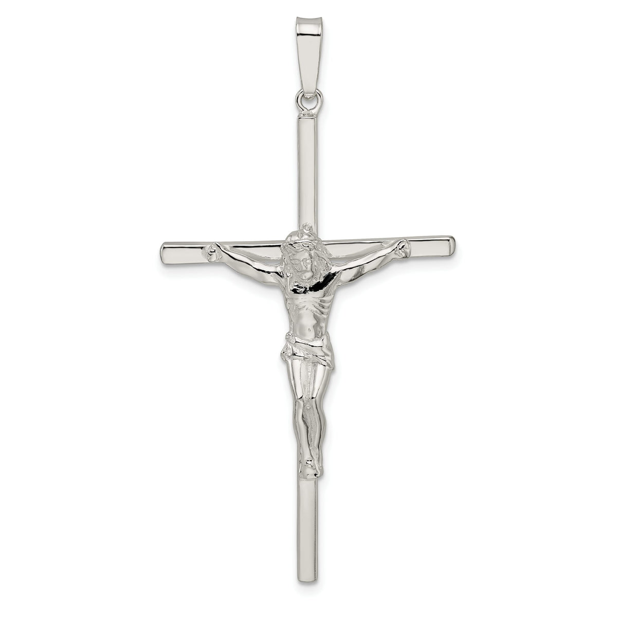 Large Crucifix Pendant in Sterling Silver, 58mm Textured - Sophia Jewelers Main image