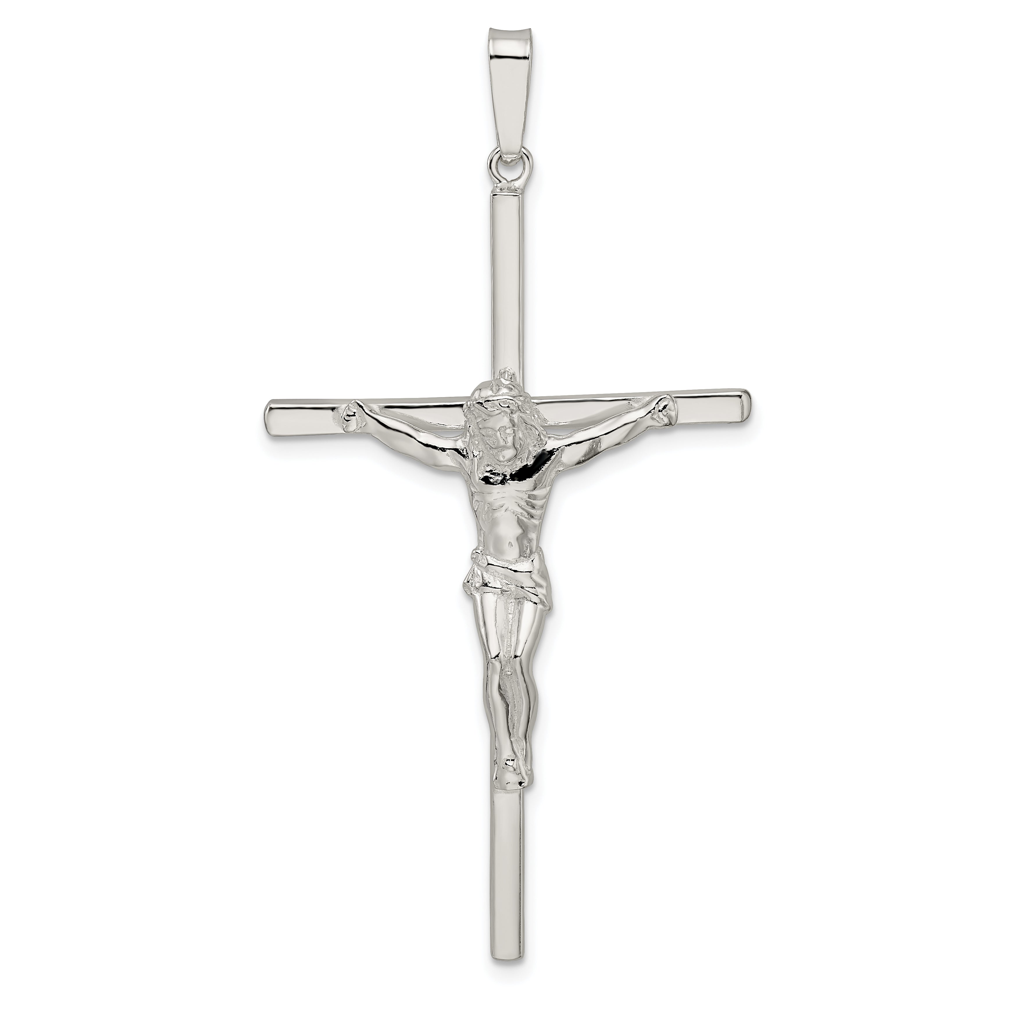 Sterling Silver Polished Large Hollow Crucifix Pendant Main image