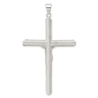 Sterling Silver Polished and Texture Tube Crucifix Cross Pendant