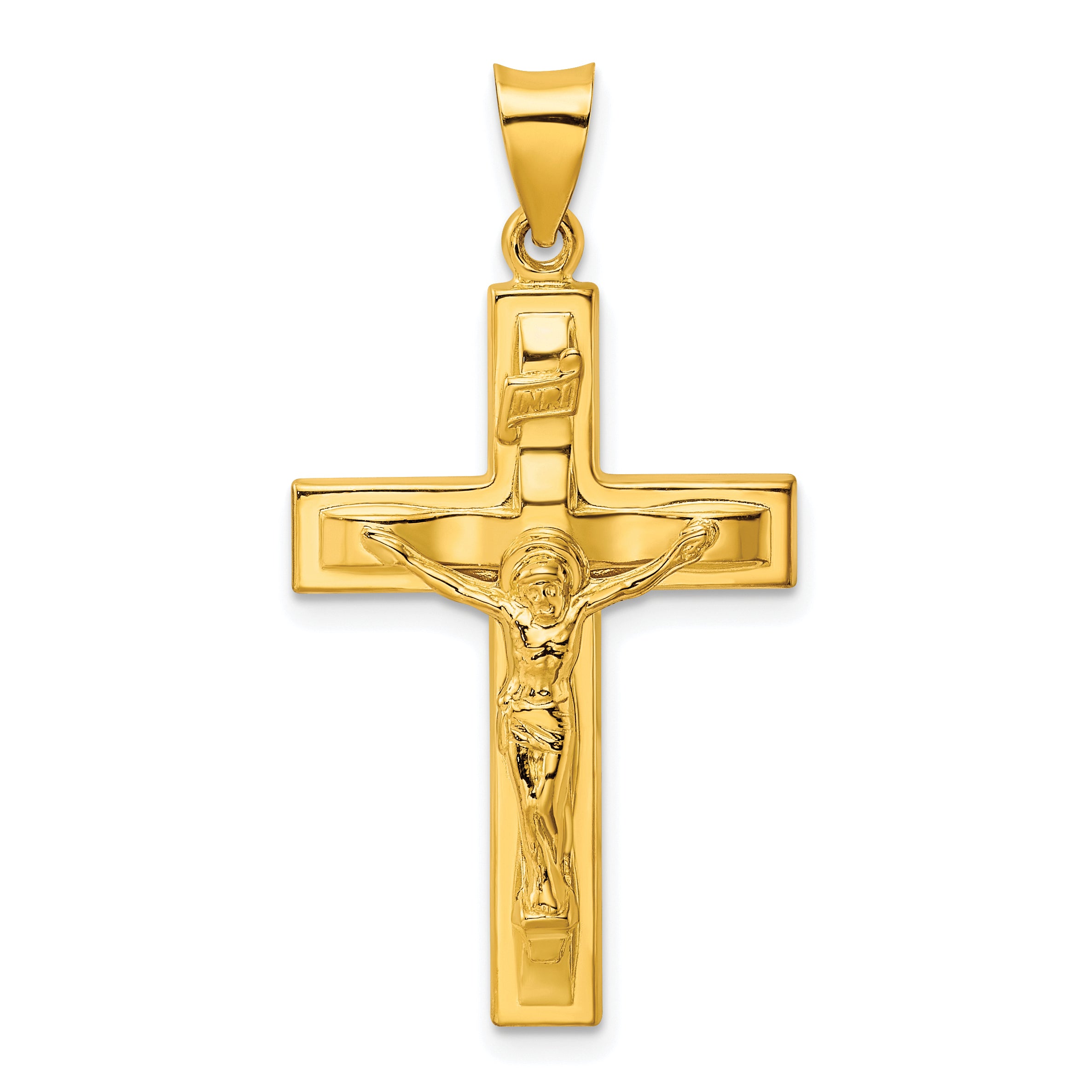 Sterling Silver Gold-tone Polished Solid INRI Crucifix Pendant Main image