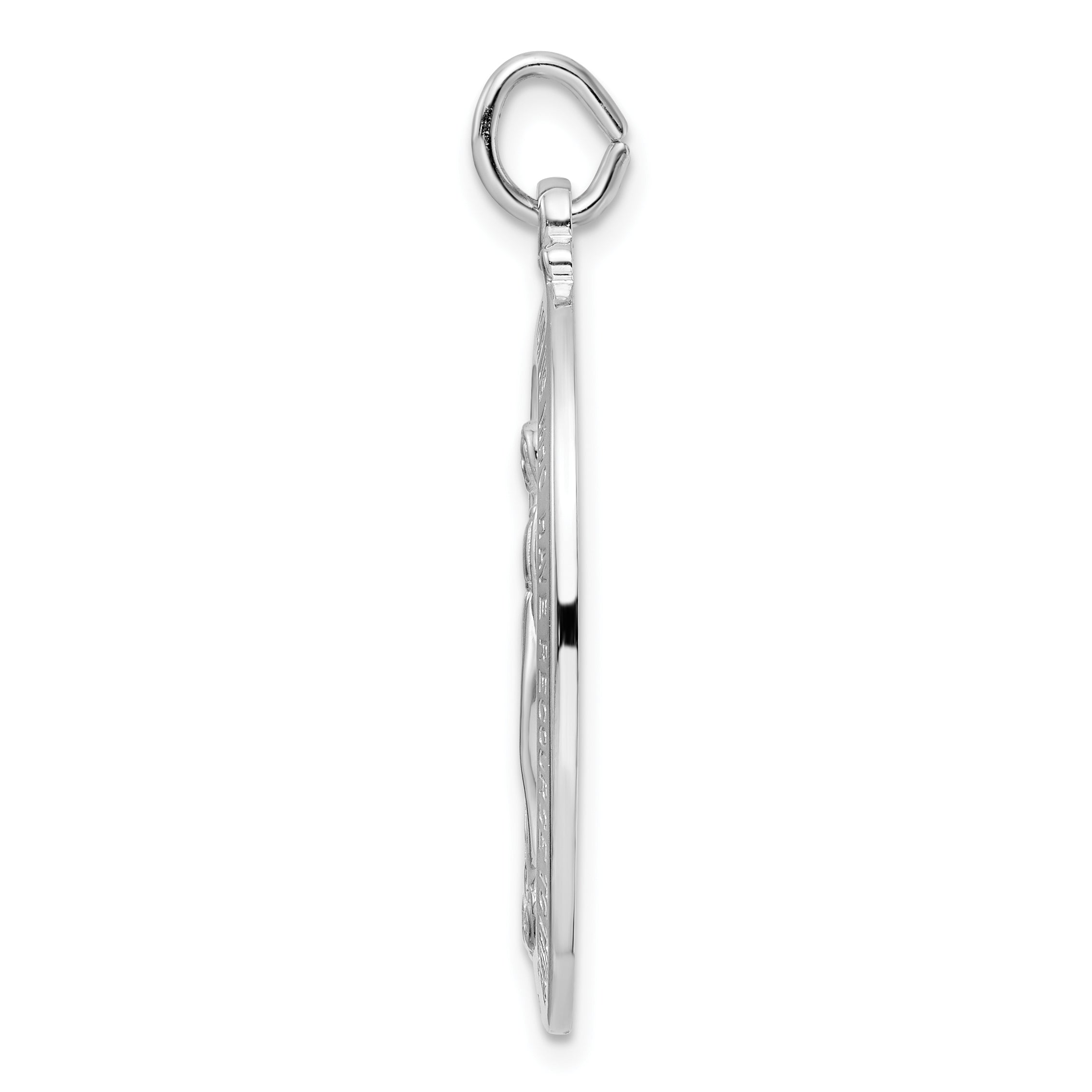 Sterling Silver Rhodium-plated Polished Solid Miraculous Medal Pendant Secondary image