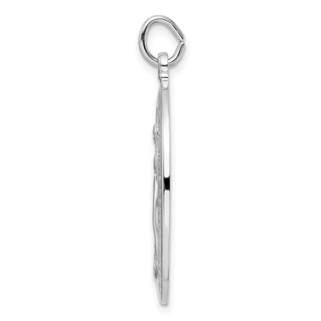 Sterling Silver Rhodium-plated Polished Solid Miraculous Medal Pendant