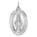 Sterling Silver Rhodium-plated Polished Solid Miraculous Medal Pendant