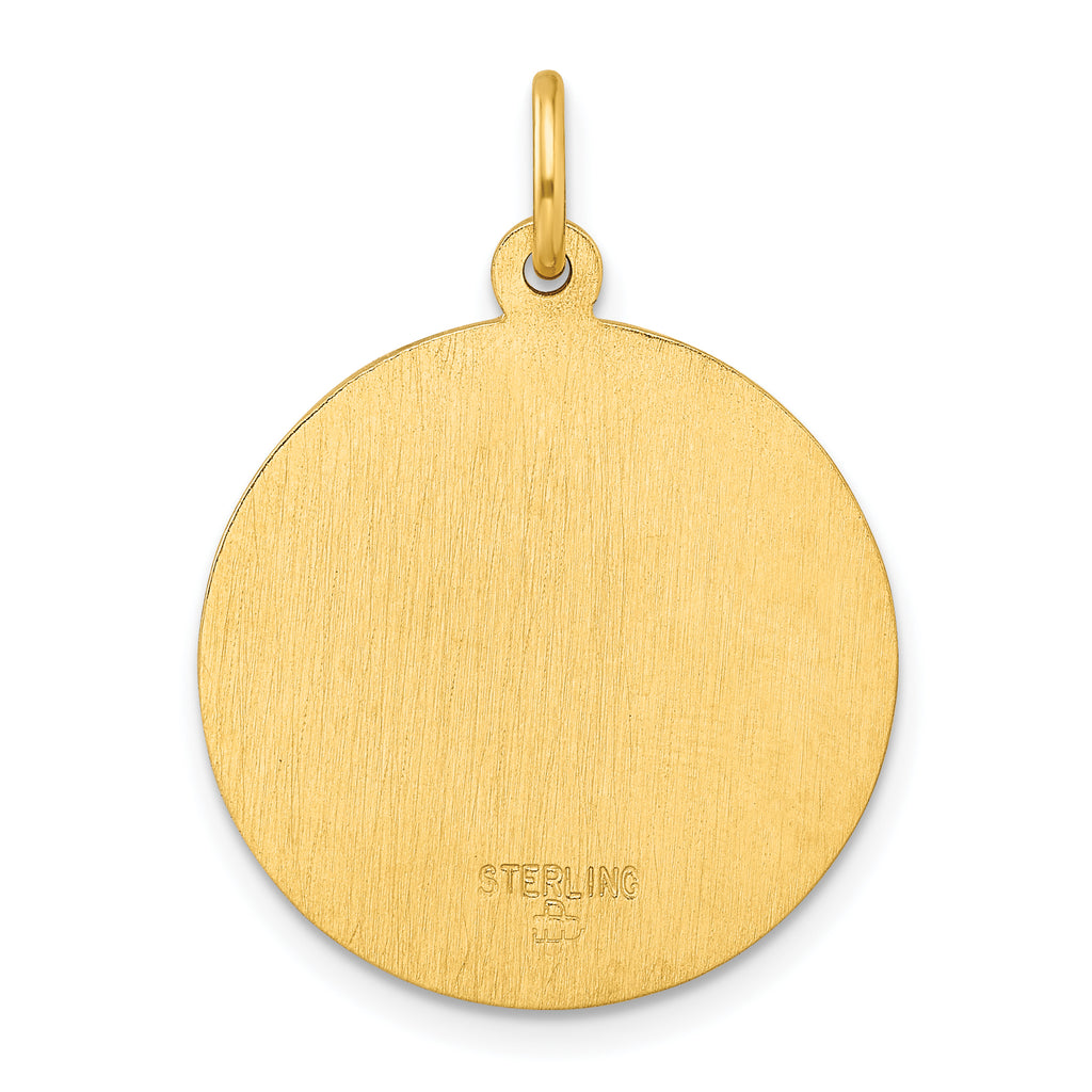 Sterling Silver Gold-tone Polished Solid Saint Christopher Medal Pendant