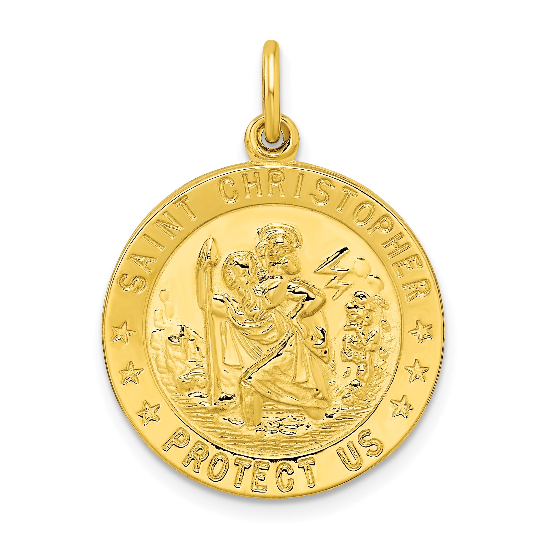 Sterling Silver Gold-tone Polished Solid Saint Christopher Medal Pendant