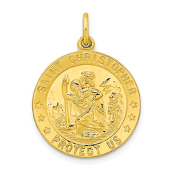 Sterling Silver Gold-tone Polished Solid Saint Christopher Medal Pendant