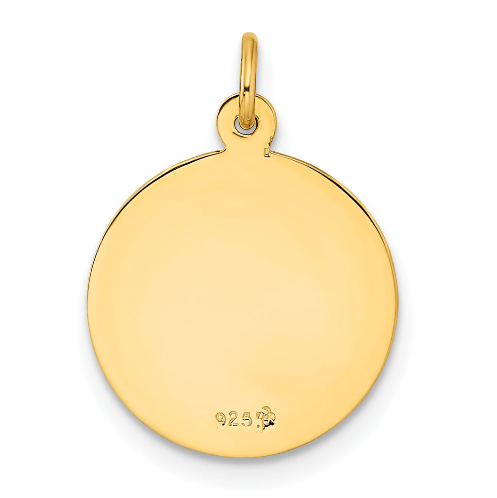 Sterling Silver Gold-tone Polished Solid Saint Christopher Medal Pendant