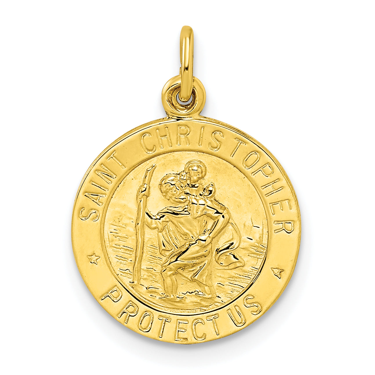Sterling Silver Gold-tone Polished Solid Saint Christopher Medal Pendant Main image