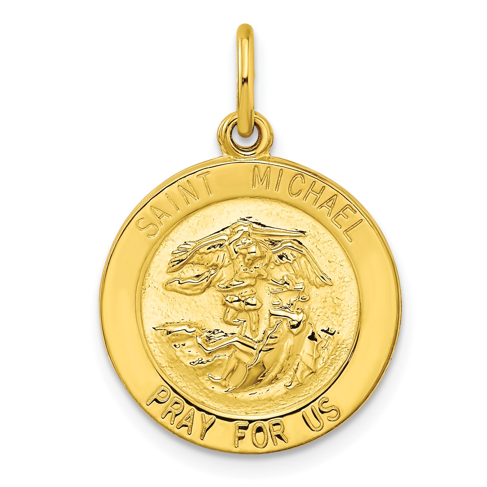 Sterling Silver Gold-tone Polished Solid Saint Michael Medal Pendant Main image