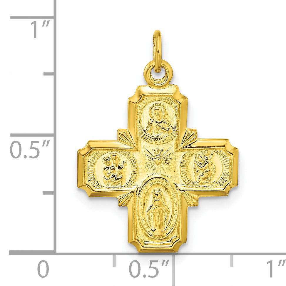 Sterling Silver Gold-tone Polished Solid Miraculous Medal Pendant