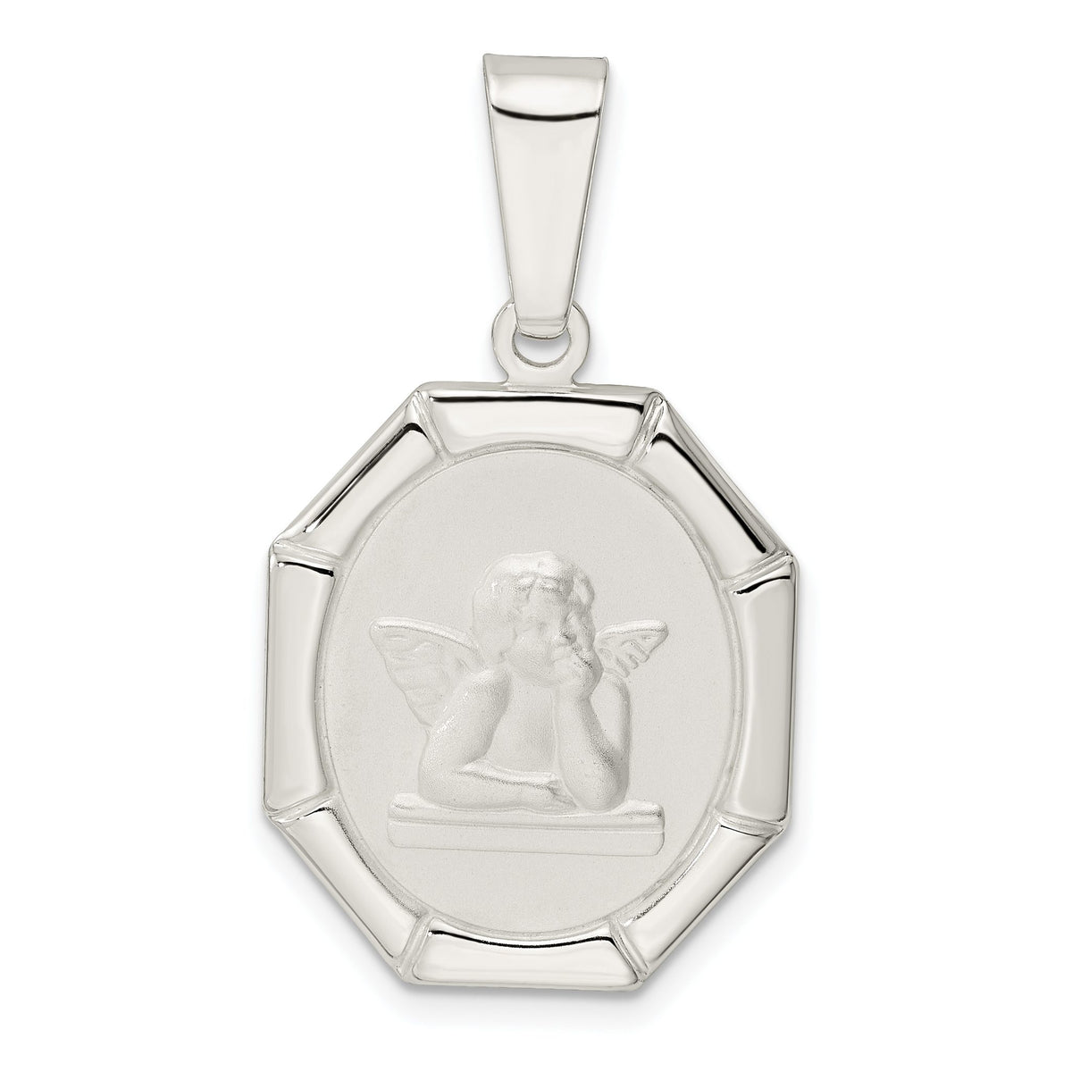Raphael Angel Pendant in Sterling Silver, 36mm Satin & Polished - Sophia Jewelers Main image