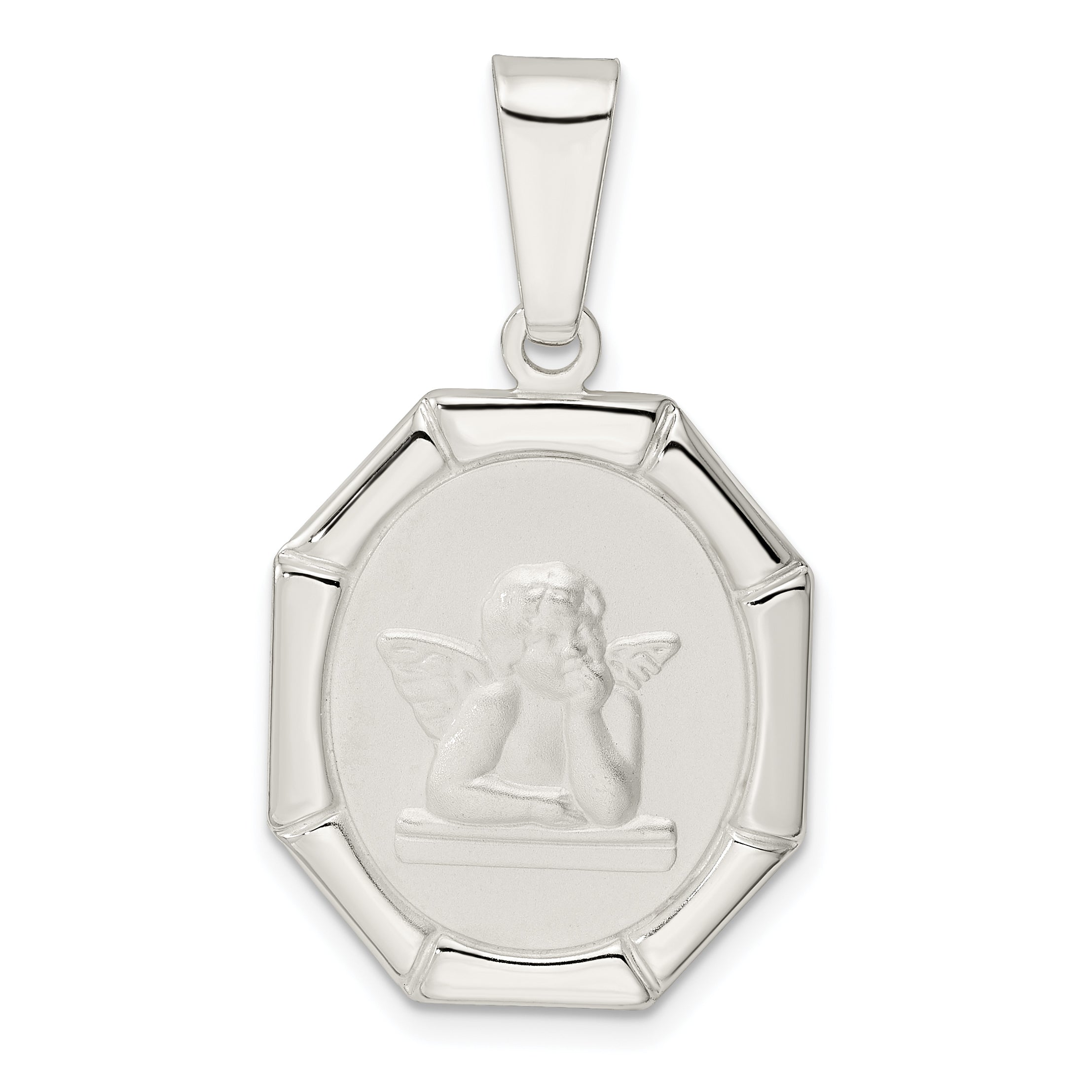 Sterling Silver Rhodium-plated Satin Raphael Angel Pendant Main image