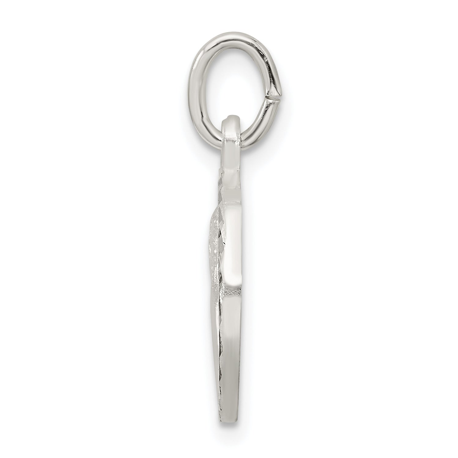 Sterling Silver Polished Satin and D/C Cherub Circle Charm Secondary image