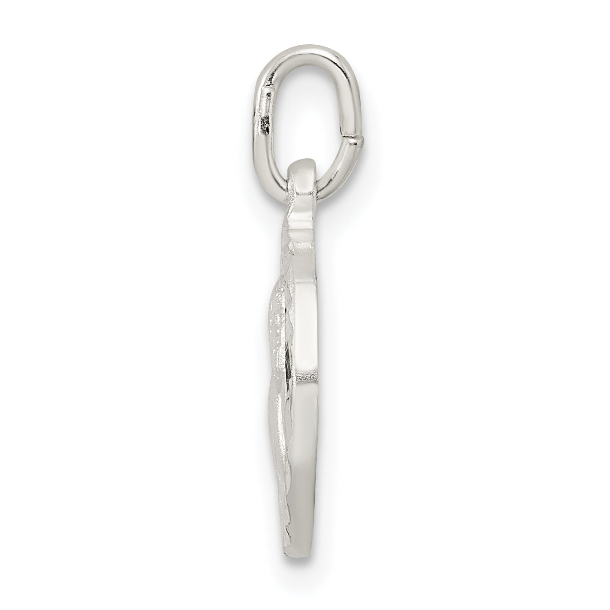 Sterling Silver Polished Satin and D/C Cherub Circle Charm Secondary image