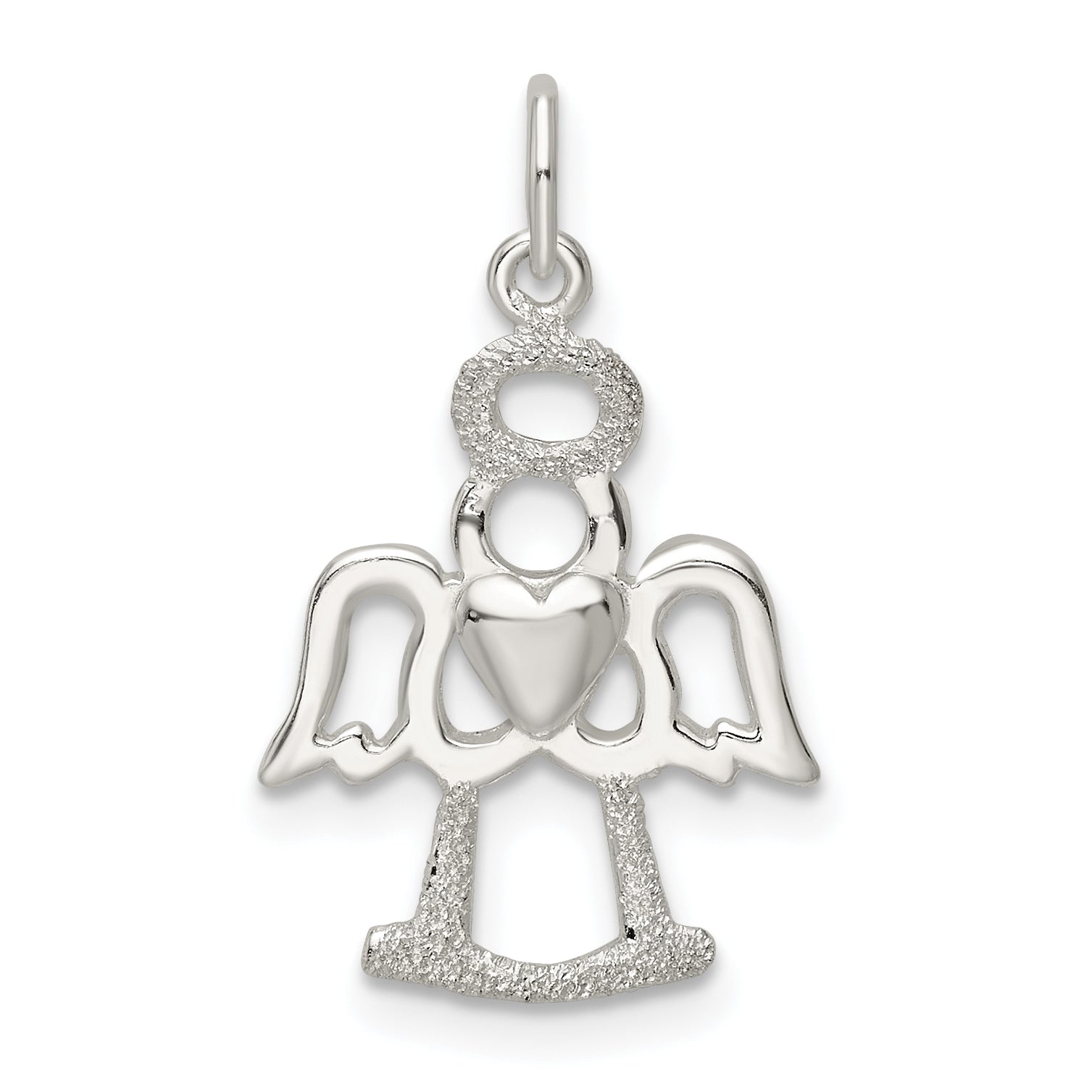 Sterling Silver Polished and Lasered Angel Pendant Main image
