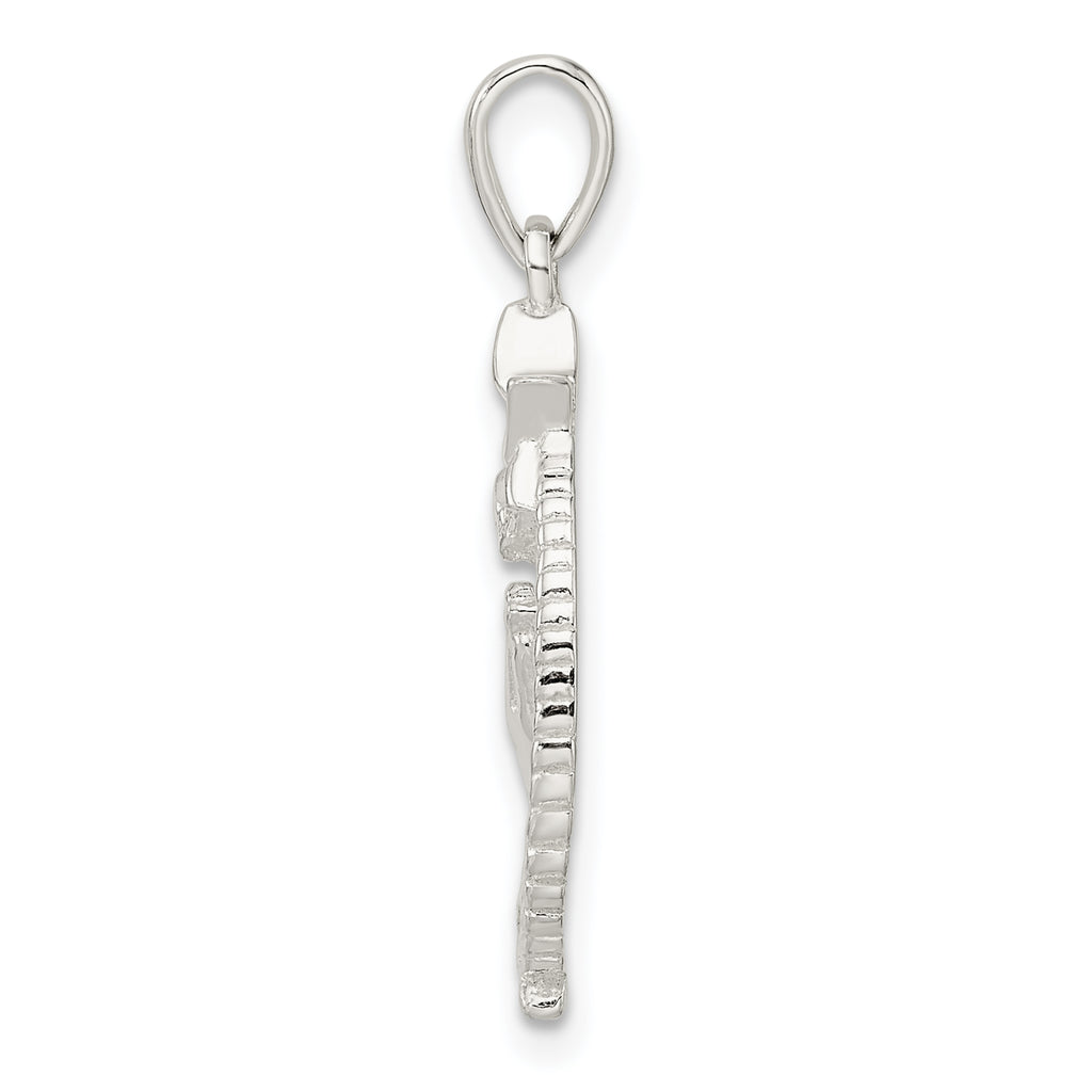Sterling Silver Polished Star of David w/Praying Hands Pendant