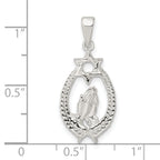 Sterling Silver Polished Star of David w/Praying Hands Pendant