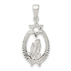 Sterling Silver Polished Star of David w/Praying Hands Pendant