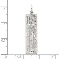 Sterling Silver Polished and Textured Solid Mezuzah w/Star of David Pendant